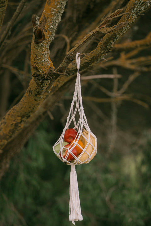 Macrame hanging fruit basket